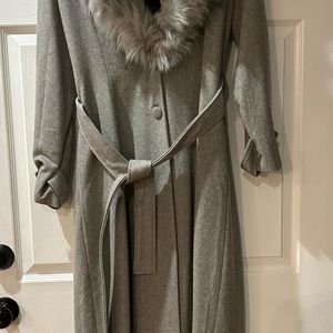 Women’s grey wool tie trench